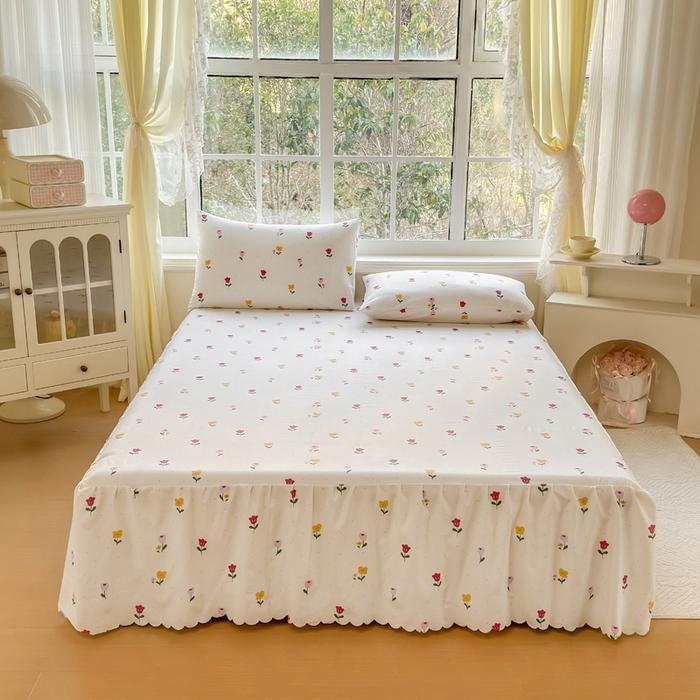 91家纺网 家纺一手货源 找家纺 莎臣豹 2026新款植物羊绒单品单件单床裙可配床裙三件套一朵小花