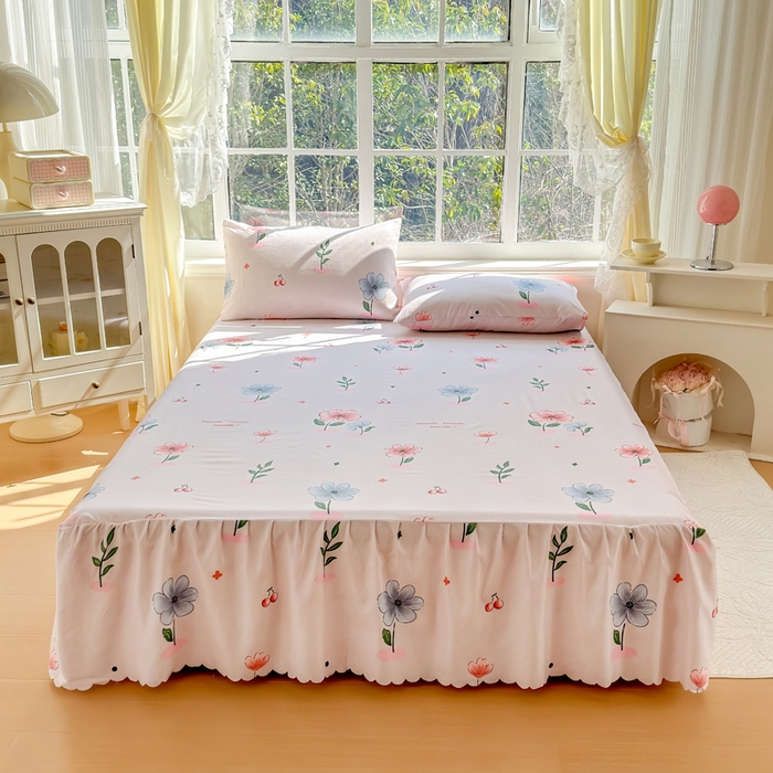 91家纺网 家纺一手货源 找家纺 莎臣豹 2026新款植物羊绒单品单件单床裙可配床裙三件套游园会