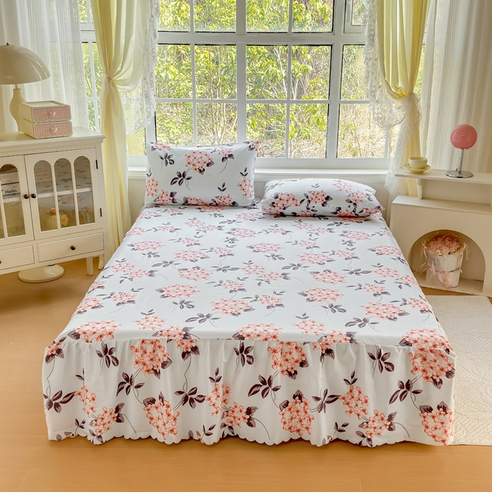 91家纺网 家纺一手货源 找家纺 莎臣豹 2026新款植物羊绒单品单件单床裙可配床裙三件套原野花束