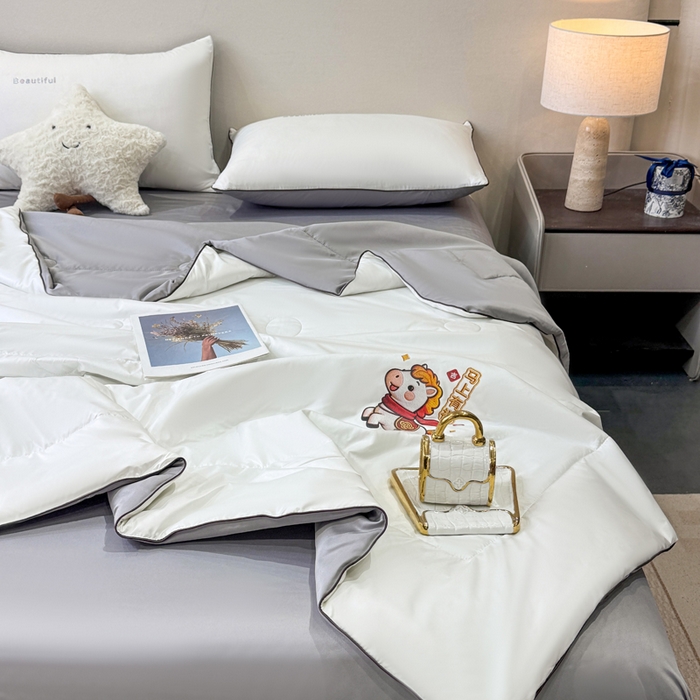 91家纺网 家纺一手货源 找家纺 （总）蕾诺家纺 2026新款冰丝烫画夏被空调被夏凉被 被子被芯