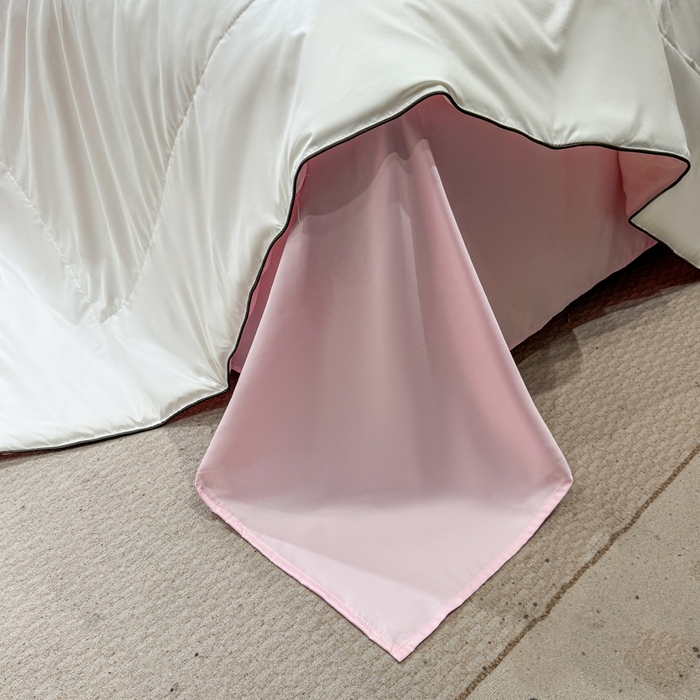 91家纺网 家纺一手货源 找家纺 蕾诺家纺 2026新款冰丝烫画夏被空调被夏凉被 被子被芯 粉白