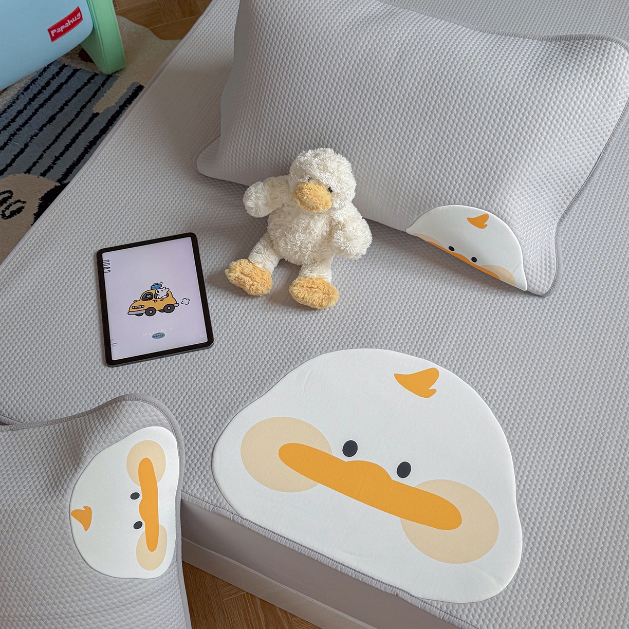 91家纺网 家纺一手货源 找家纺 GUJARY古家丽 2026新款即凉萌趣中分子床笠凉席三件套-风格二 呆萌鸭