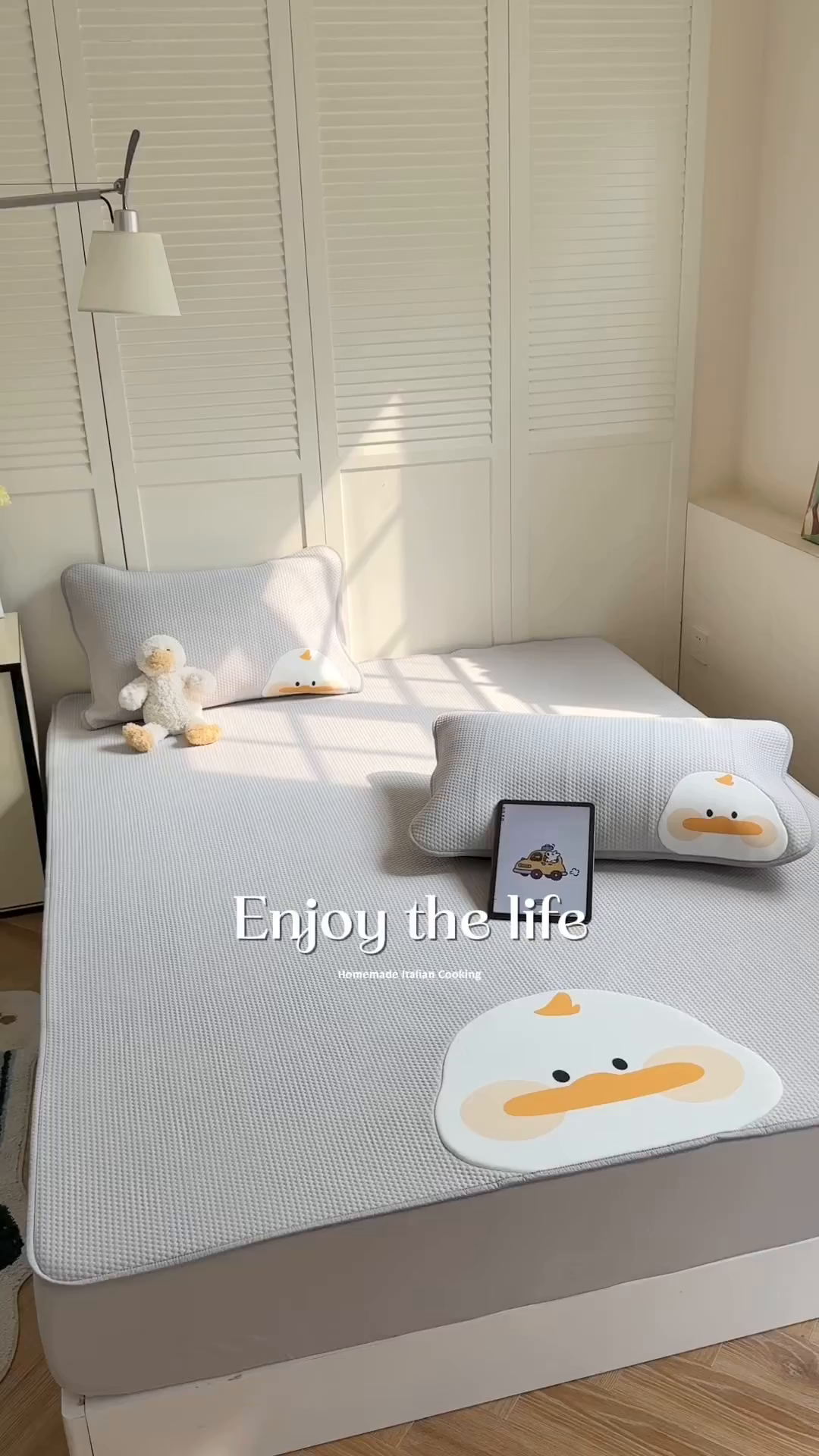 91家纺网 家纺一手货源 找家纺 GUJARY古家丽 2026新款即凉萌趣中分子床笠凉席三件套-风格二 呆萌鸭