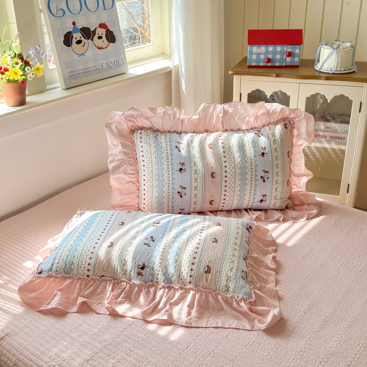 91家纺网 家纺一手货源 找家纺 禾沐 2026新款云感泡芙棉床盖夏被四件套AA款（夏被款） 费尔岛小狗