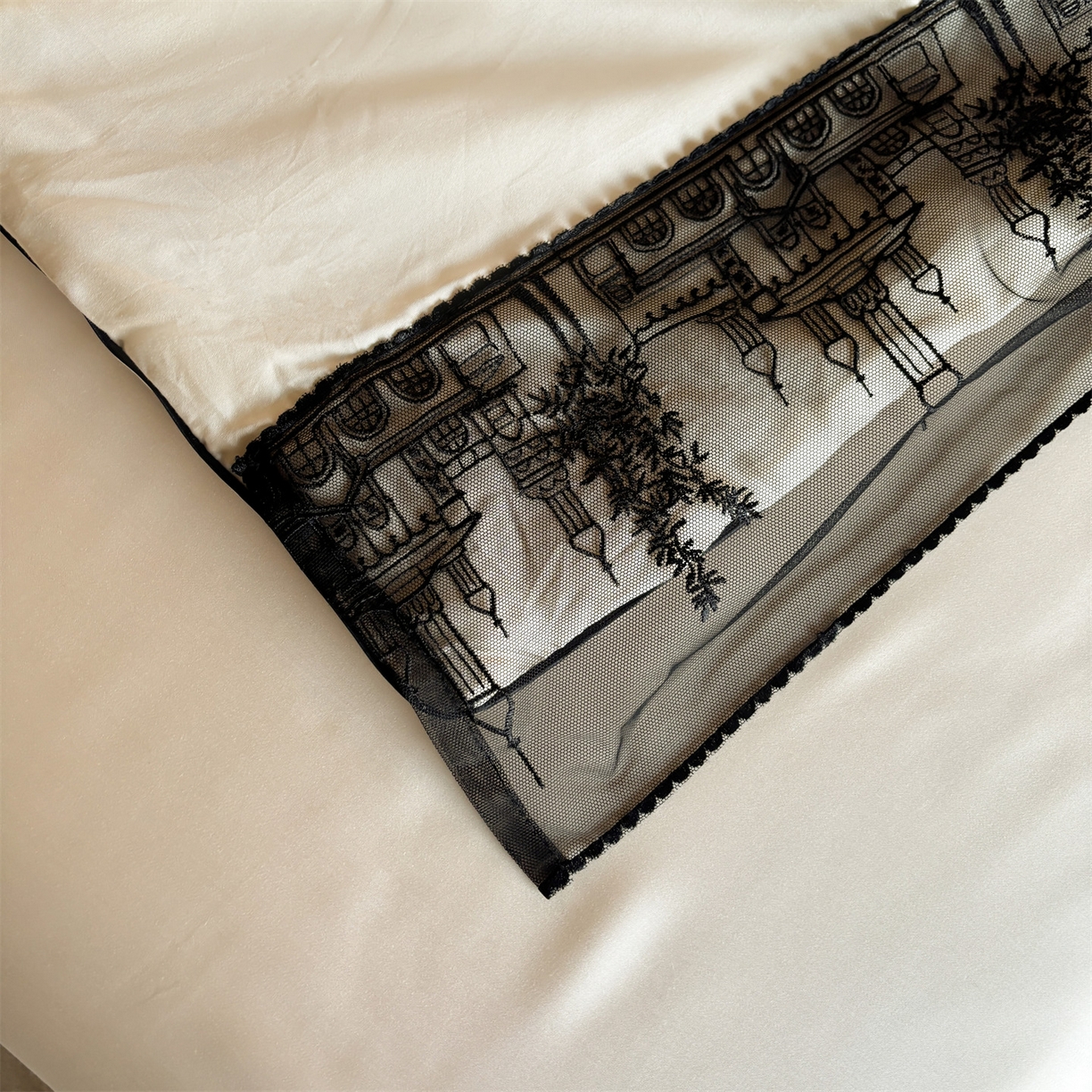 91家纺网 家纺一手货源 找家纺 梵蒂莎 2026新款黑纱城堡系列60s兰精天丝夏被四件套夏凉被空调被被子被芯床单枕套床笠（需要买家秀，加微信 黑纱城堡-居其香槟