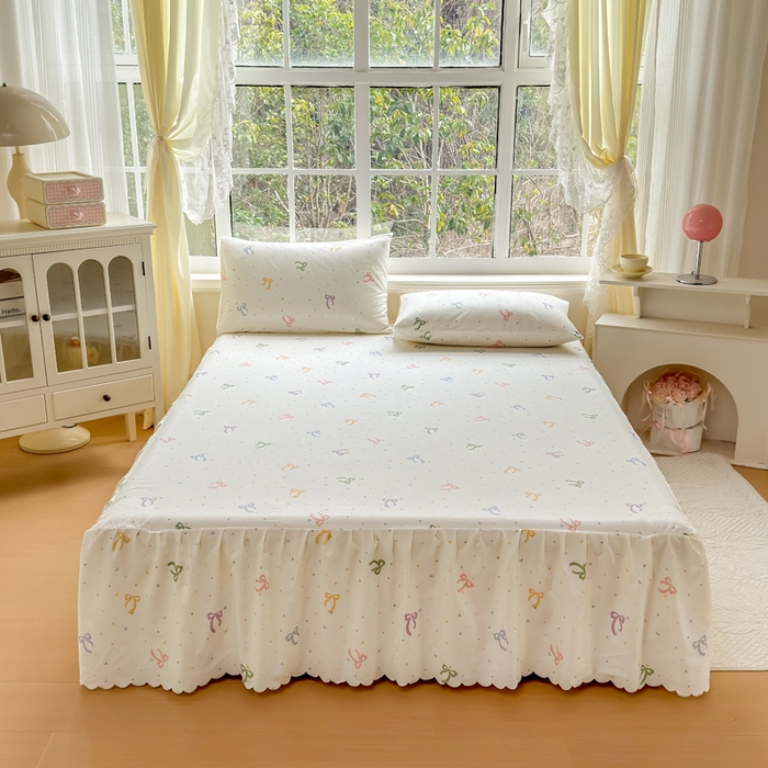 莎臣豹 2026新款植物羊绒单品单件单床裙可配床裙三件套彩虹结