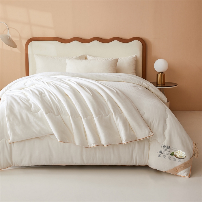 91家纺网 家纺一手货源 找家纺 小禹仔家纺 2026新款全棉提花蚕丝被拉链二合一子母被冬被春秋被夏被被子被芯加厚棉被 云朵白