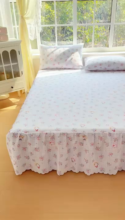 91家纺网 家纺一手货源 找家纺 莎臣豹 2026新款植物羊绒单品单件单床裙可配床裙三件套丛中喵