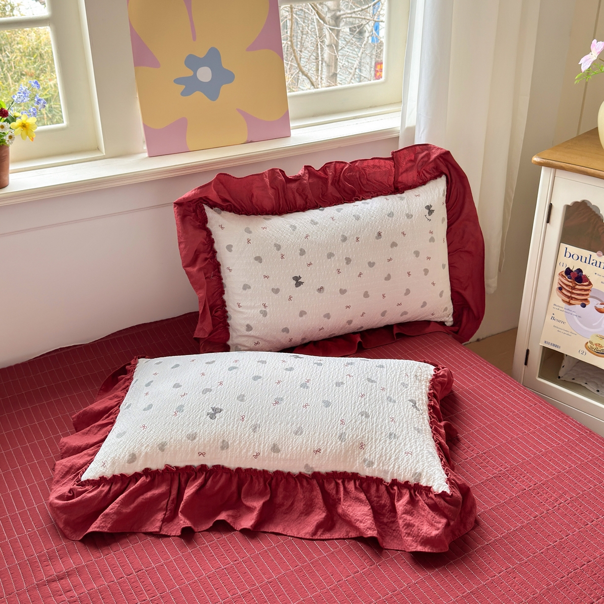 91家纺网 家纺一手货源 找家纺 禾沐 2026新款云感泡芙棉床盖夏被四件套AA款（夏被款） 灰蝴蝶结