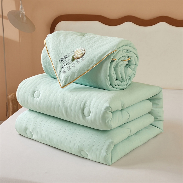 91家纺网 家纺一手货源 找家纺 小禹仔家纺 2026新款全棉提花蚕丝被拉链二合一子母被冬被春秋被夏被被子被芯加厚棉被 青果绿