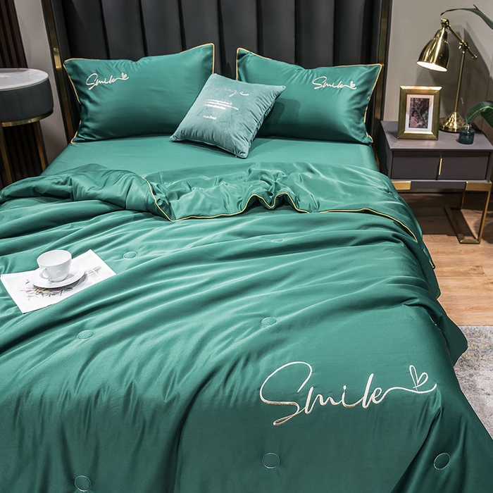 91家纺网 家纺一手货源 找家纺 （总）蕾诺家纺 2026新款冰丝刺绣真丝轻奢简约夏被 被子被芯