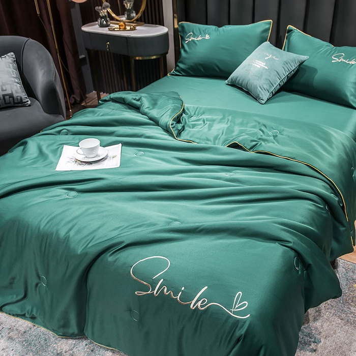 91家纺网 家纺一手货源 找家纺 （总）蕾诺家纺 2026新款冰丝刺绣真丝轻奢简约夏被 被子被芯