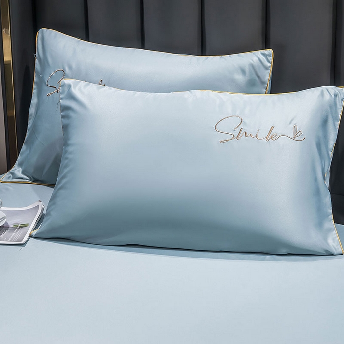 91家纺网 家纺一手货源 找家纺 蕾诺家纺 2026新款冰丝刺绣真丝轻奢简约夏被 被子被芯 潮流-繁星蓝