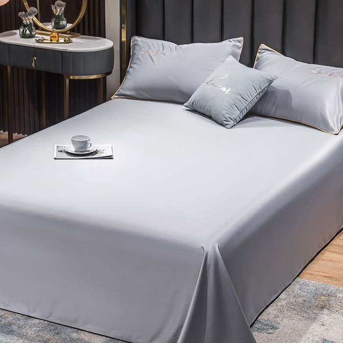 91家纺网 家纺一手货源 找家纺 蕾诺家纺 2026新款冰丝刺绣真丝轻奢简约夏被 被子被芯 潮流-浅灰