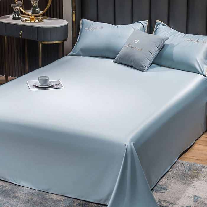 91家纺网 家纺一手货源 找家纺 蕾诺家纺 2026新款冰丝刺绣真丝轻奢简约夏被 被子被芯 潮流-繁星蓝