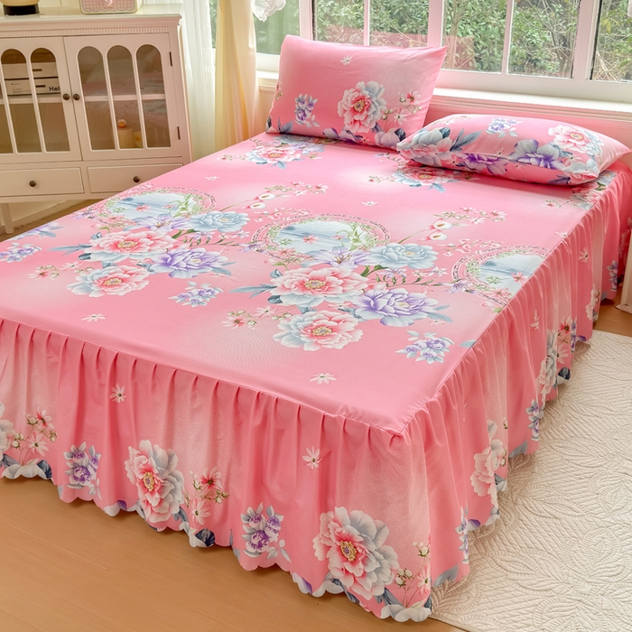 91家纺网 家纺一手货源 找家纺 莎臣豹 2026新款植物羊绒单品单件单床裙可配床裙三件套花房迷香粉