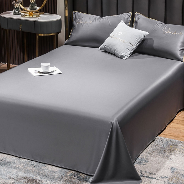 91家纺网 家纺一手货源 找家纺 蕾诺家纺 2026新款冰丝刺绣真丝轻奢简约夏被 被子被芯 潮流-高级灰