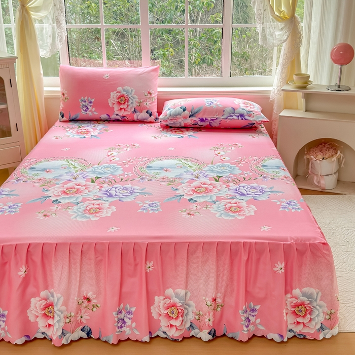 91家纺网 家纺一手货源 找家纺 莎臣豹 2026新款植物羊绒单品单件单床裙可配床裙三件套花房迷香粉