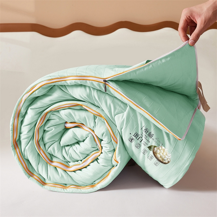 91家纺网 家纺一手货源 找家纺 小禹仔家纺 2026新款全棉提花蚕丝被拉链二合一子母被冬被春秋被夏被被子被芯加厚棉被 青果绿