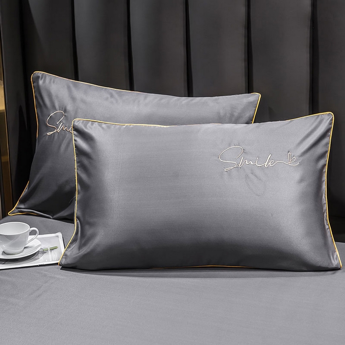 91家纺网 家纺一手货源 找家纺 蕾诺家纺 2026新款冰丝刺绣真丝轻奢简约夏被 被子被芯 潮流-高级灰