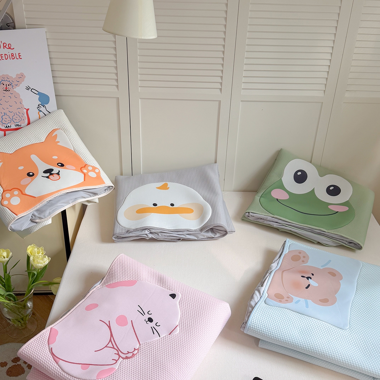 91家纺网 家纺一手货源 找家纺 GUJARY古家丽 2026新款即凉萌趣中分子床笠凉席三件套-风格二 组合图仅展示