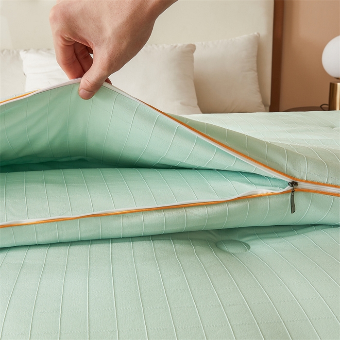 91家纺网 家纺一手货源 找家纺 小禹仔家纺 2026新款全棉提花蚕丝被拉链二合一子母被冬被春秋被夏被被子被芯加厚棉被 青果绿