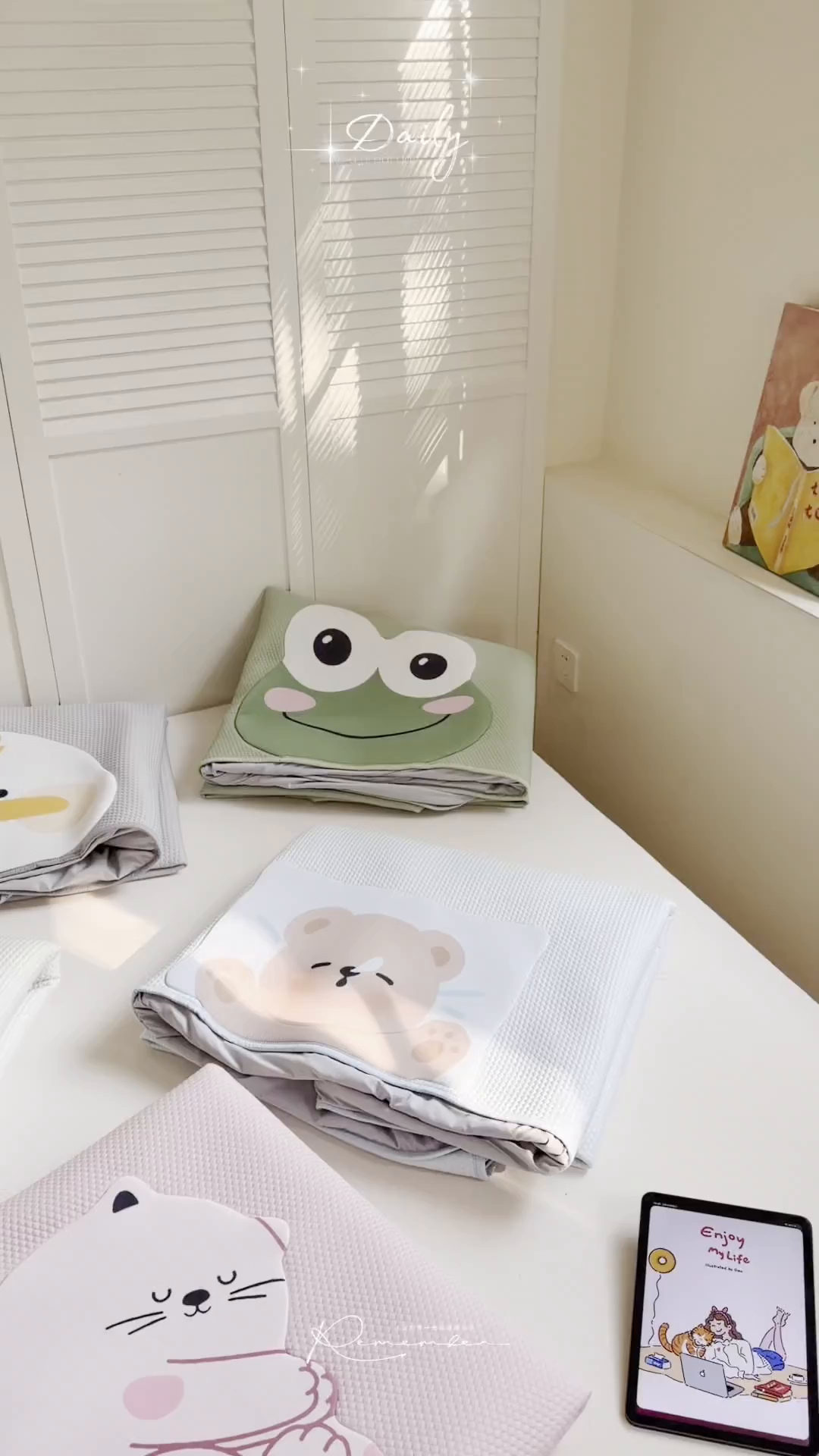 91家纺网 家纺一手货源 找家纺 GUJARY古家丽 2026新款即凉萌趣中分子床笠凉席三件套-风格二 组合图仅展示