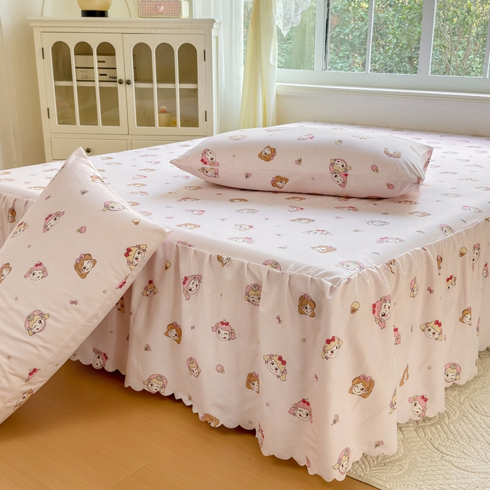 91家纺网 家纺一手货源 找家纺 莎臣豹 2026新款植物羊绒单品单件单床裙可配床裙三件套可爱多糖