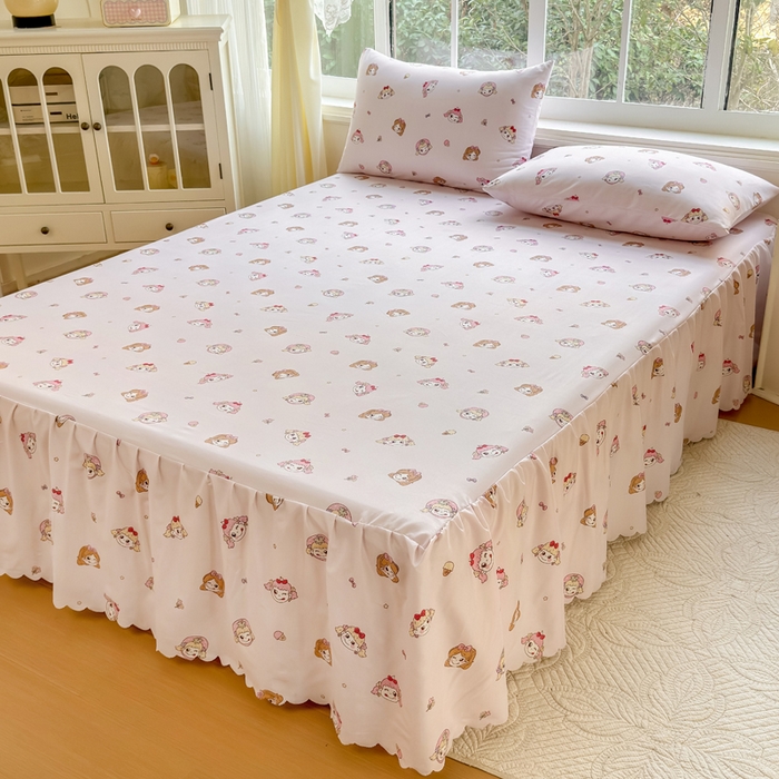 91家纺网 家纺一手货源 找家纺 莎臣豹 2026新款植物羊绒单品单件单床裙可配床裙三件套可爱多糖