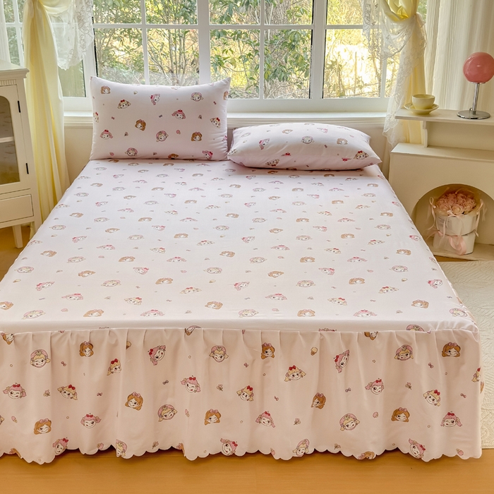 91家纺网 家纺一手货源 找家纺 莎臣豹 2026新款植物羊绒单品单件单床裙可配床裙三件套可爱多糖