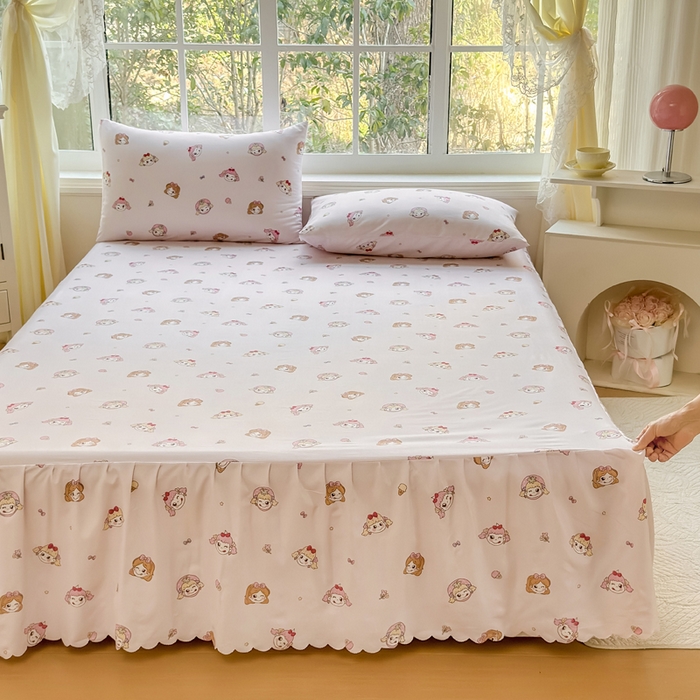 91家纺网 家纺一手货源 找家纺 莎臣豹 2026新款植物羊绒单品单件单床裙可配床裙三件套可爱多糖