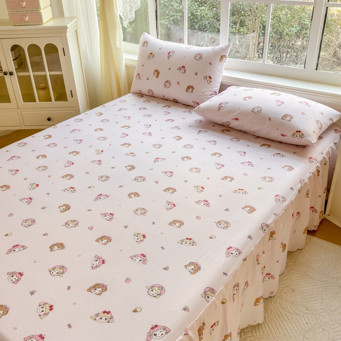 91家纺网 家纺一手货源 找家纺 莎臣豹 2026新款植物羊绒单品单件单床裙可配床裙三件套可爱多糖