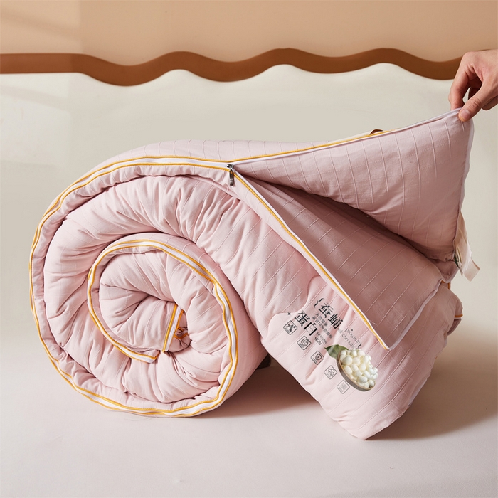 91家纺网 家纺一手货源 找家纺 小禹仔家纺 2026新款全棉提花蚕丝被拉链二合一子母被冬被春秋被夏被被子被芯加厚棉被 柔肤粉