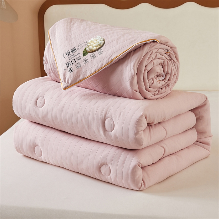 91家纺网 家纺一手货源 找家纺 小禹仔家纺 2026新款全棉提花蚕丝被拉链二合一子母被冬被春秋被夏被被子被芯加厚棉被 柔肤粉