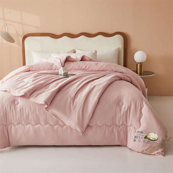 91家纺网 家纺一手货源 找家纺 小禹仔家纺 2026新款全棉提花蚕丝被拉链二合一子母被冬被春秋被夏被被子被芯加厚棉被 柔肤粉