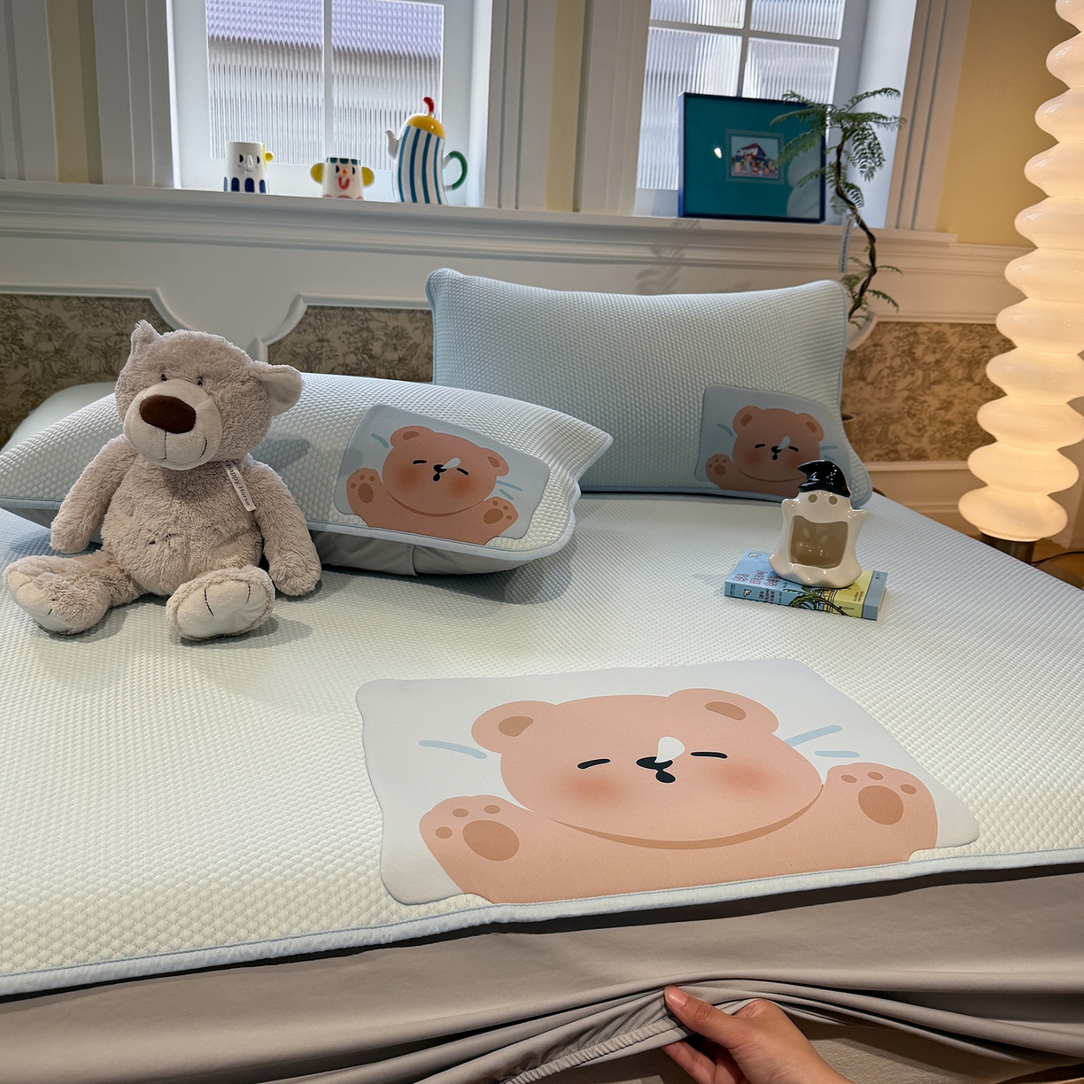 91家纺网 家纺一手货源 找家纺 （总）GUJARY古家丽 2026新款即凉萌趣中分子床笠凉席三件套-风格一