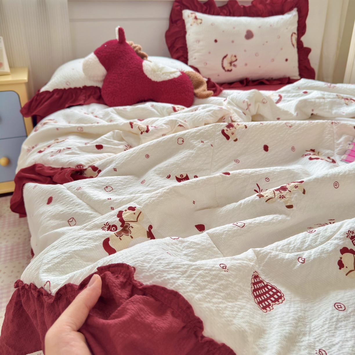 禾沐 2026新款云感泡芙棉床盖夏被四件套AA款（夏被款） 马上有钱