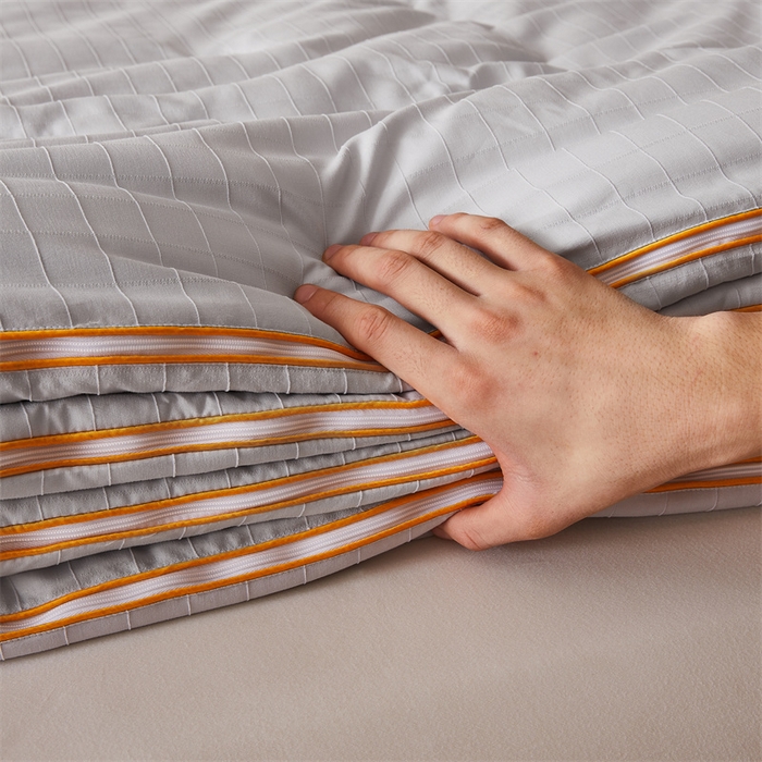 91家纺网 家纺一手货源 找家纺 小禹仔家纺 2026新款全棉提花蚕丝被拉链二合一子母被冬被春秋被夏被被子被芯加厚棉被 时尚灰