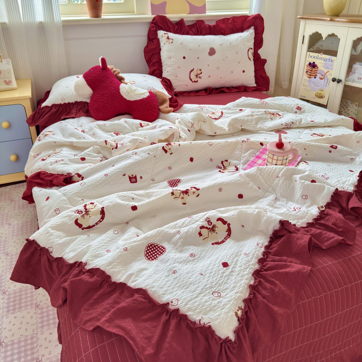 91家纺网 家纺一手货源 找家纺 禾沐 2026新款云感泡芙棉床盖夏被四件套AA款（夏被款） 马上有钱