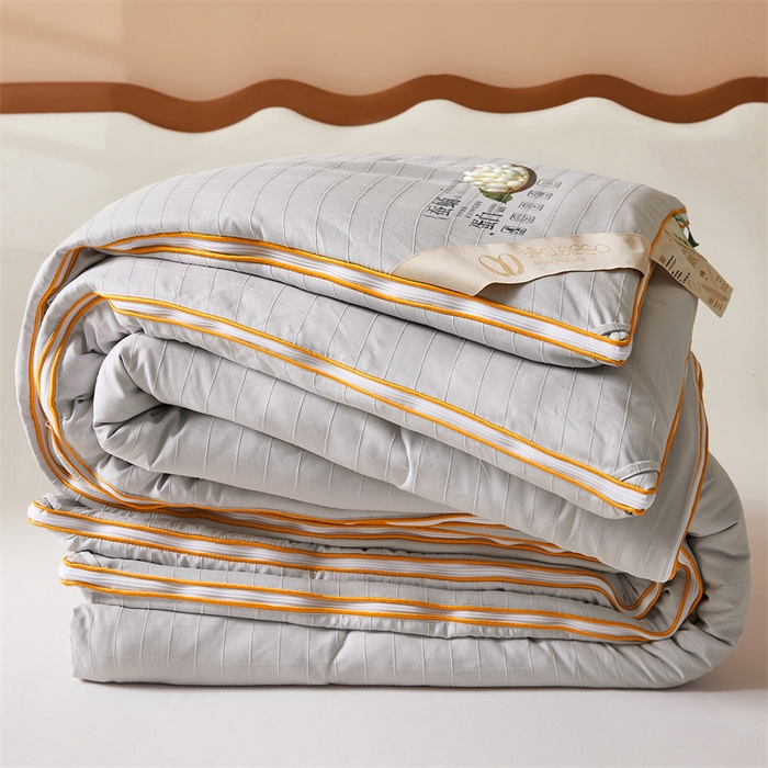 91家纺网 家纺一手货源 找家纺 小禹仔家纺 2026新款全棉提花蚕丝被拉链二合一子母被冬被春秋被夏被被子被芯加厚棉被 时尚灰