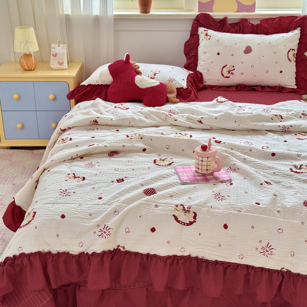 91家纺网 家纺一手货源 找家纺 禾沐 2026新款云感泡芙棉床盖夏被四件套AA款（夏被款） 马上有钱