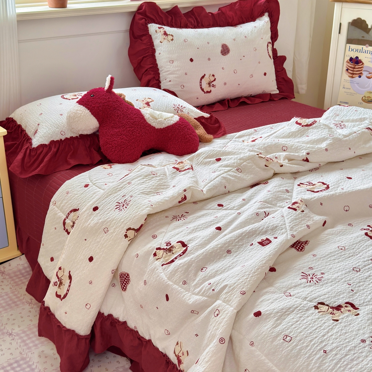 91家纺网 家纺一手货源 找家纺 禾沐 2026新款云感泡芙棉床盖夏被四件套AA款（夏被款） 马上有钱