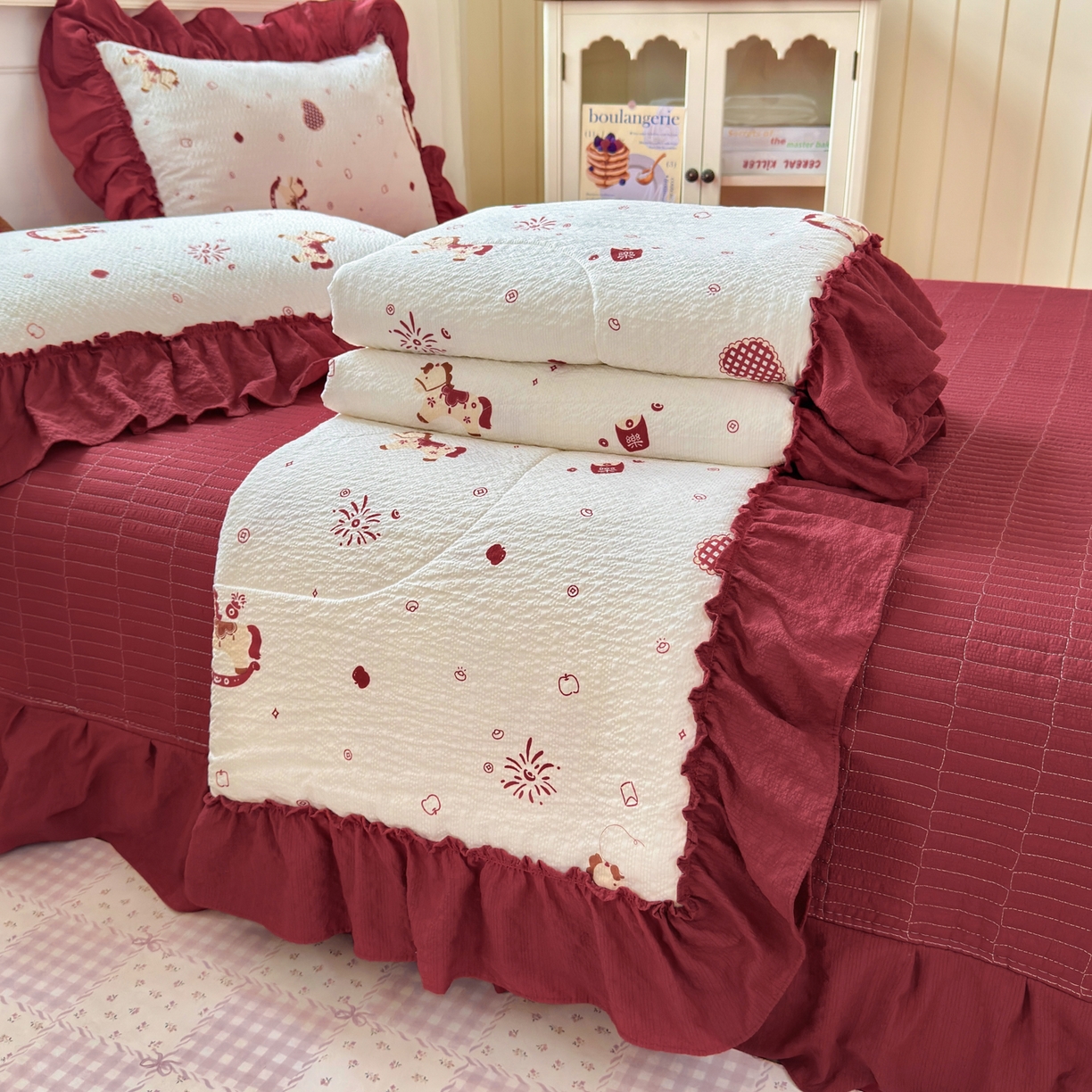 91家纺网 家纺一手货源 找家纺 禾沐 2026新款云感泡芙棉床盖夏被四件套AA款（夏被款） 马上有钱