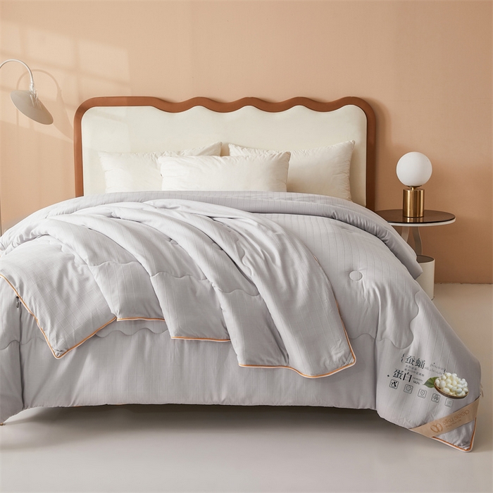 91家纺网 家纺一手货源 找家纺 小禹仔家纺 2026新款全棉提花蚕丝被拉链二合一子母被冬被春秋被夏被被子被芯加厚棉被 时尚灰