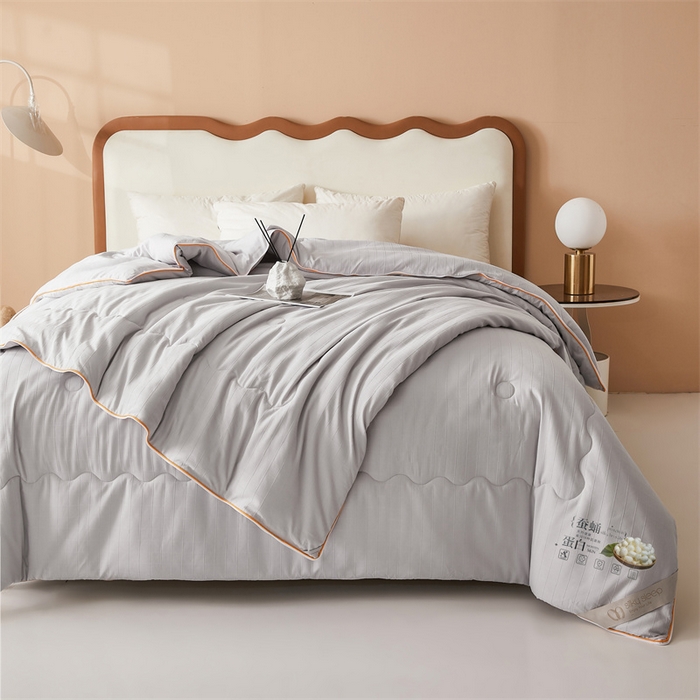 91家纺网 家纺一手货源 找家纺 小禹仔家纺 2026新款全棉提花蚕丝被拉链二合一子母被冬被春秋被夏被被子被芯加厚棉被 时尚灰