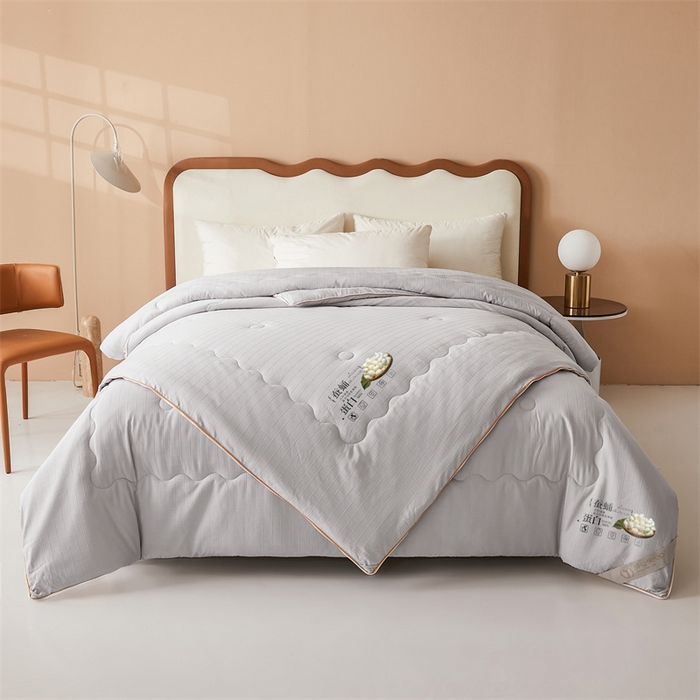 91家纺网 家纺一手货源 找家纺 小禹仔家纺 2026新款全棉提花蚕丝被拉链二合一子母被冬被春秋被夏被被子被芯加厚棉被 时尚灰