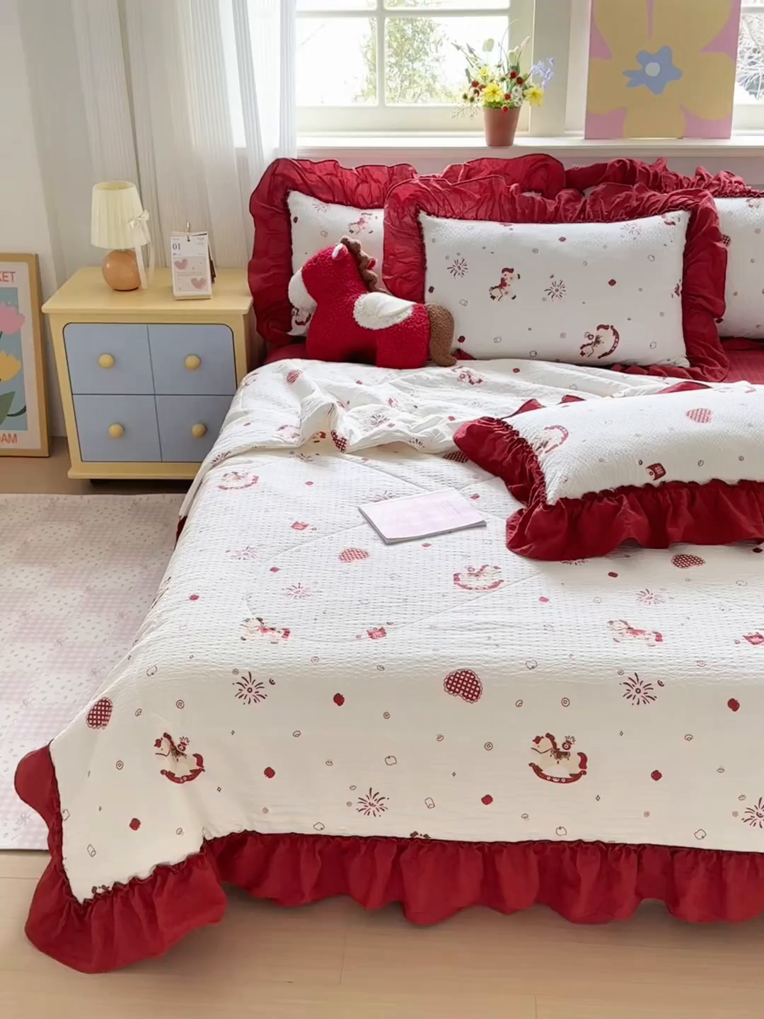 91家纺网 家纺一手货源 找家纺 禾沐 2026新款云感泡芙棉床盖夏被四件套AA款（夏被款） 马上有钱