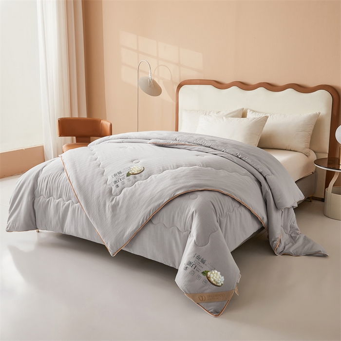91家纺网 家纺一手货源 找家纺 小禹仔家纺 2026新款全棉提花蚕丝被拉链二合一子母被冬被春秋被夏被被子被芯加厚棉被 时尚灰