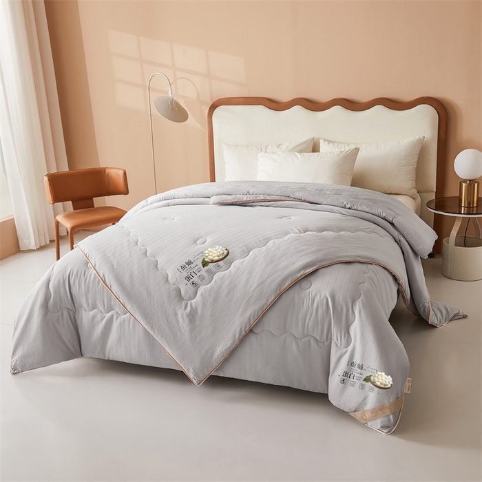 91家纺网 家纺一手货源 找家纺 小禹仔家纺 2026新款全棉提花蚕丝被拉链二合一子母被冬被春秋被夏被被子被芯加厚棉被 时尚灰
