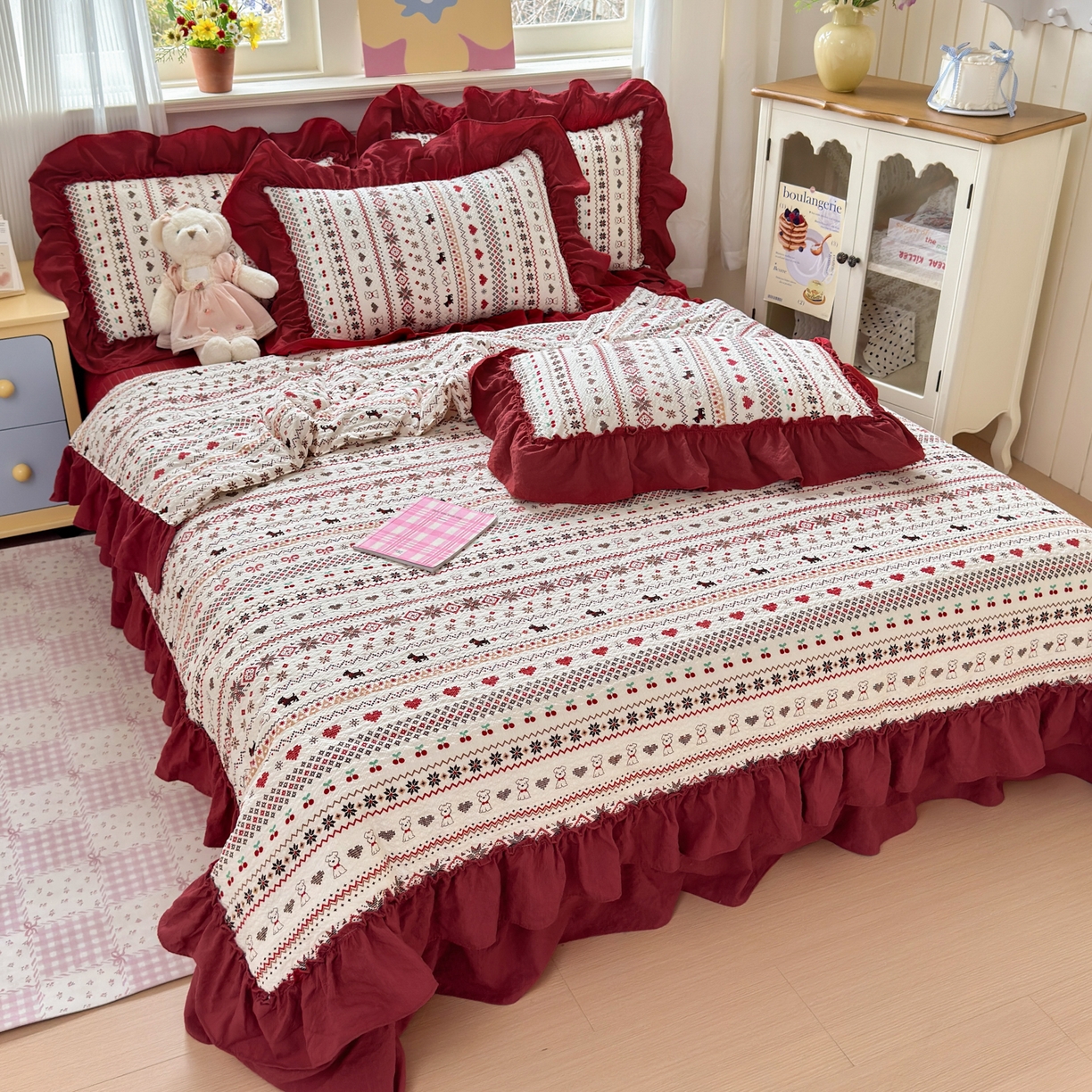 91家纺网 家纺一手货源 找家纺 禾沐 2026新款云感泡芙棉床盖夏被四件套AA款（夏被款） 萌物条条